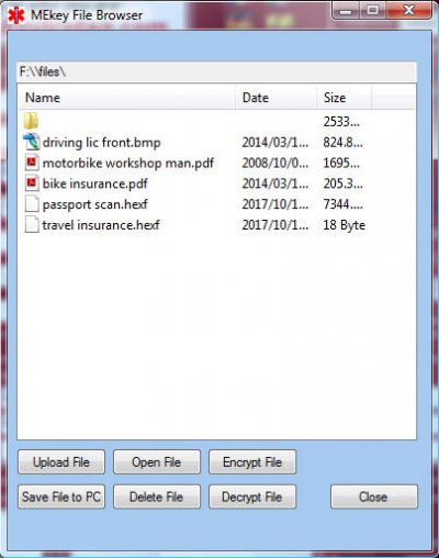 file management screen
