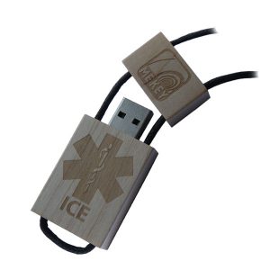wooden emergency id tag